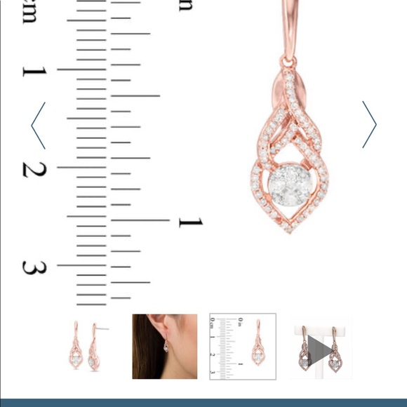 Diamond Teardrop Earrings 10K RoseGold - Picture 3 of 8